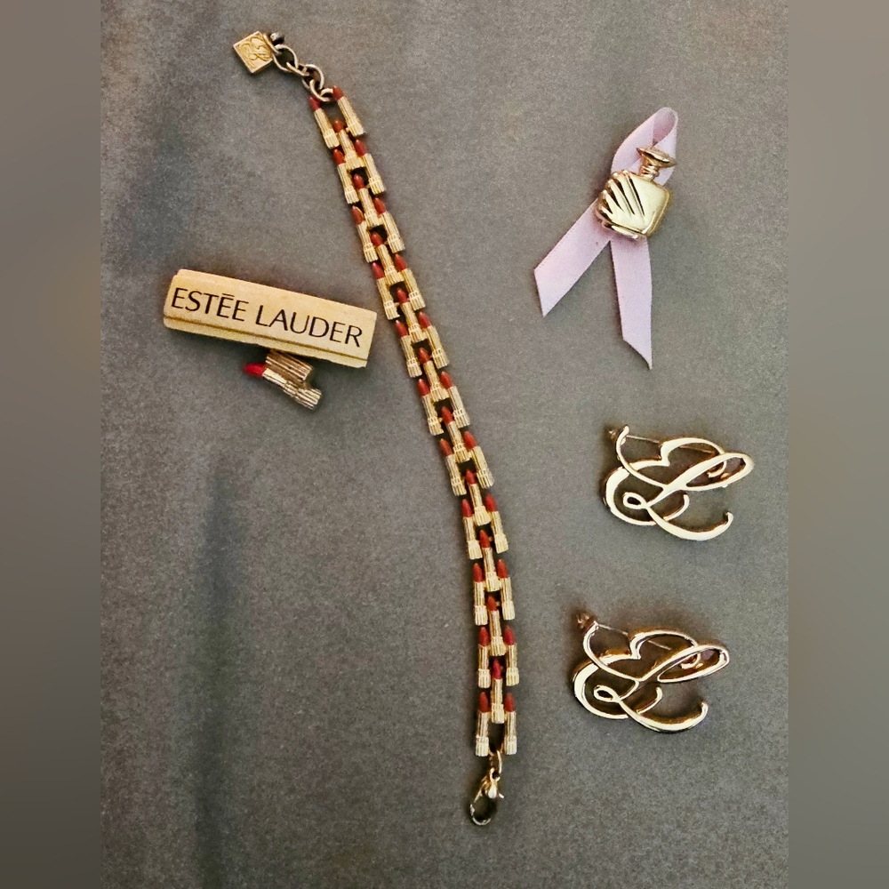 Estee Lauder Gold and Red Bracelet